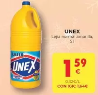 Oferta de Unex - Lejía Normal Amarilla por 1,59€ en CashDiplo