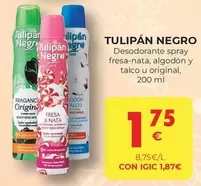 Oferta de Tulipán negro - Desodorante Spray Fresa-nata, Algodón Y Talco U Original por 1,75€ en CashDiplo