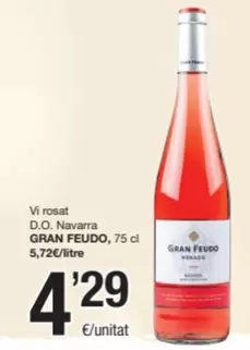 Oferta de Gran Feudo - Vi Rosat D.O. Navarra por 4,29€ en SPAR Fragadis