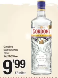 Oferta de Gordon's - Ginebra por 9,99€ en SPAR Fragadis