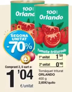 Oferta de Orlando - Tomaquet Triturat por 1,59€ en SPAR Fragadis