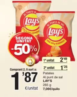 Oferta de Lay's - Patates Al Punt De Sal por 2,49€ en SPAR Fragadis