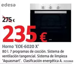 Oferta de Edesa - Horno 'EOE-6020 X'  por 235€ en BAUHAUS