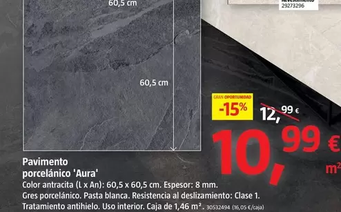 Oferta de Pavimento Porcelanico 'Aura' por 10,99€ en BAUHAUS