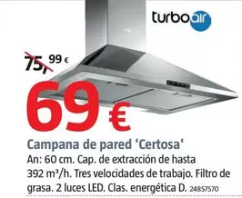 Oferta de Turboair - Campana De Pared 'Certosa' por 69€ en BAUHAUS