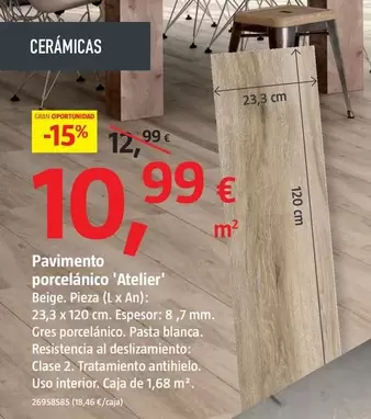 Oferta de Pavimento Porcelanico 'Atelier' por 10,99€ en BAUHAUS