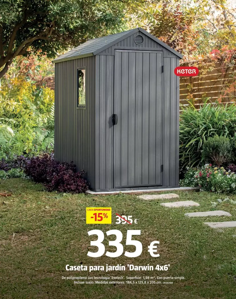 Oferta de Keter - Caseta Para Jardin Darwin 4x6 por 335€ en BAUHAUS