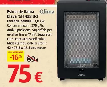 Oferta de Qlima - Estufa De Llama Azul 'GH 438 B-2' por 75€ en BAUHAUS