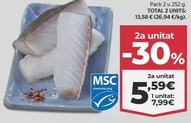 Oferta de Lomos De Bacalao  Msc Al Punto De Sal por 7,99€ en La Sirena