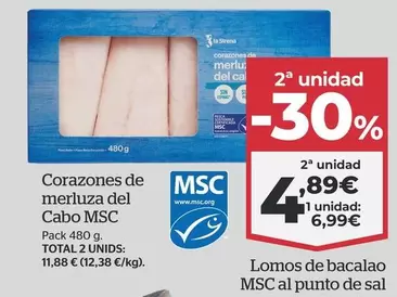 Oferta de Corazones De Merluza Del Cabo Msc por 6,99€ en La Sirena