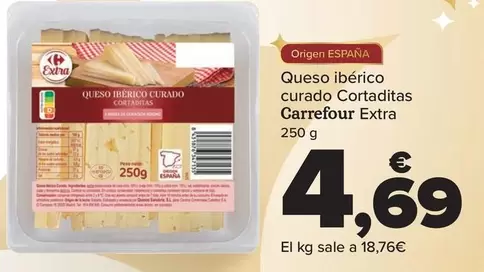 Oferta de Carrefour - Queso Iberico  Curado Cortaditas  Extra por 4,69€ en Carrefour