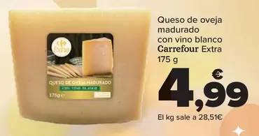 Oferta de Carrefour - Queso De Oveja Madurado Con Vino Blanco  Extra por 4,99€ en Carrefour