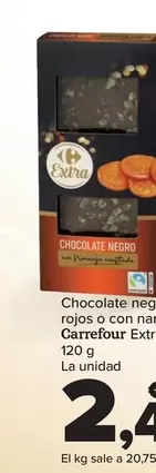 Oferta de Carrefour - Chocolate Negro Con Frutos Rojos O Con Naranja Confitada Extra por 2,49€ en Carrefour