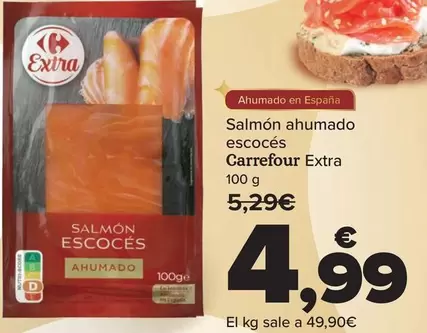 Oferta de Carrefour Extra -  Salmon Ahumado Escoces por 4,99€ en Carrefour