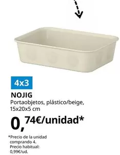 Oferta de Nojig - Portaobjetos, Plastico/Beige, 15x20x5 Cm por 0,74€ en IKEA