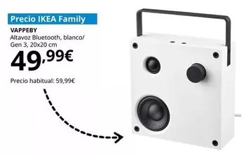 Oferta de Vappeby - Altavoz Bluetooth, Blanco/ Gen 3, 20x20 Cm por 49,99€ en IKEA