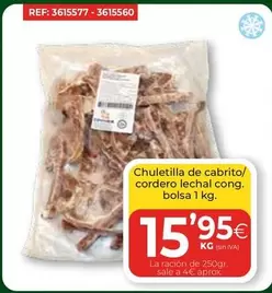 Oferta de Chuletilla De Cabrito/ Cordero Lechal Con Bolsa por 15,95€ en CashDiplo