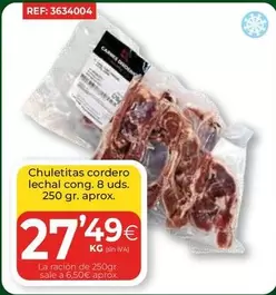 Oferta de Chuletitas Cordero Lechal por 27,49€ en CashDiplo