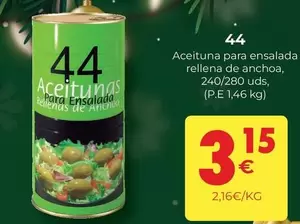 Oferta de Aceituna Para Ensalada Rellena De Anchoa por 3,15€ en CashDiplo