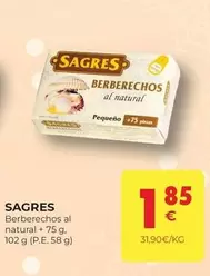 Oferta de Sagres - Berberechos Al Natural por 1,85€ en CashDiplo