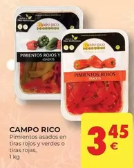 Oferta de Campo Rico - Pimientos Asados En Tiras Rojos Y Verdes O Tiras Rojas por 3,45€ en CashDiplo