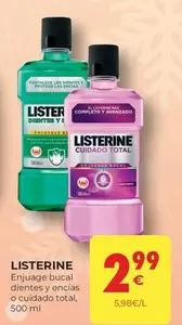 Oferta de Listerine - Enjuage Bucal Dientes Y Encias O Cuidado Total por 2,99€ en CashDiplo