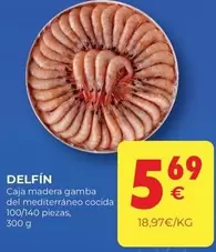 Oferta de Delfín - Caja Madera Gamba Del Mediterraneo Cocida por 5,69€ en CashDiplo