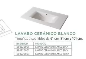 Oferta de Lavabo Cerámico Blanco en BdB