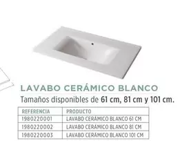 Oferta de Lavabo Ceramico Blanco en BdB