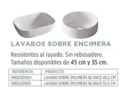 Oferta de Lavabos Sobre Encimera en BdB