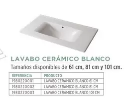 Oferta de Lavabo Cerámico Blanco en BdB