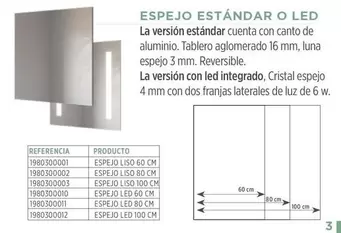 Oferta de Cristal - Espejo Estándar O Led en BdB