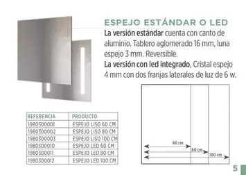 Oferta de Cristal - Espejo Estándar O Led en BdB