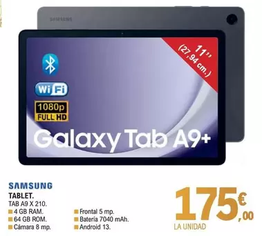 Oferta de Samsung - Tablet Tab A9 X 210 por 175€ en E.Leclerc