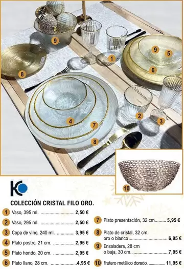 Oferta de Colección Cristal Filo Oro Vaso 395ml por 2,5€ en E.Leclerc