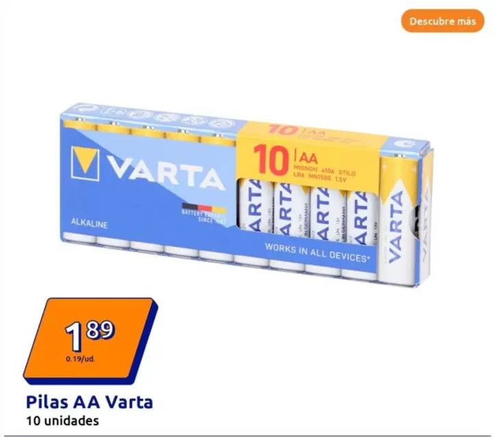 Oferta de Varta - Pilas AA por 1,89€ en Action