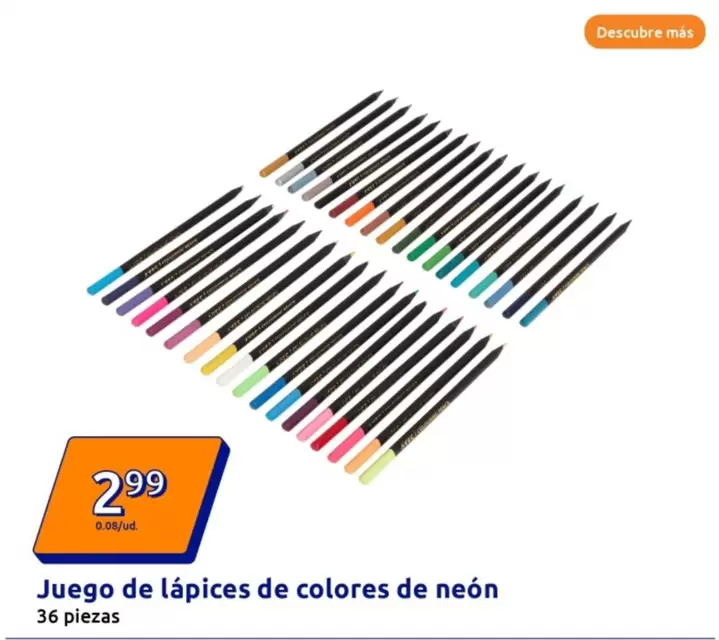 Oferta de Juego De Lapices De Colores De Neon por 2,99€ en Action