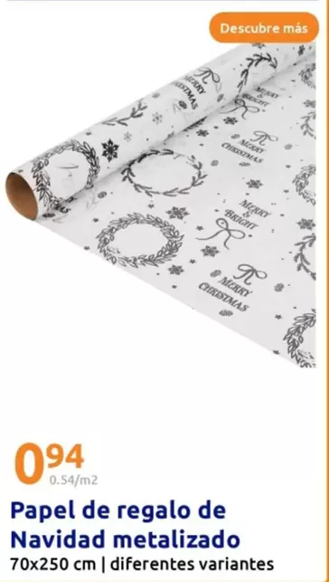 Oferta de Papel De Regalo De Navidad Metalizado por 0,94€ en Action