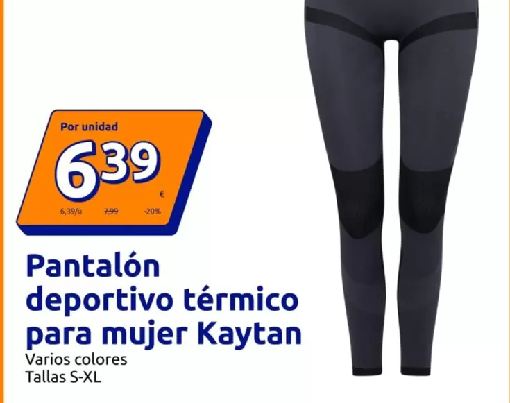 Oferta de Kaytan - Pantalon Deportivo Termico Para Mujer por 6,39€ en Action