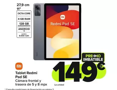 Oferta de Xiaomi - Tablet Redmi Pad SE por 149€ en Carrefour