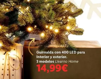 Oferta de Livarno - Guirnalda Con 400 Led Para Interior Y Exterior en Lidl