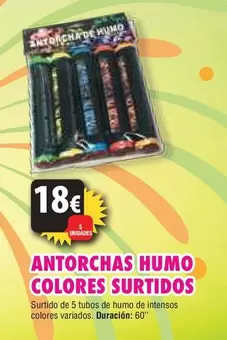 Oferta de ANTORCHAS HUMO COLORES SURTIDOS por 18€ en Hipercohete