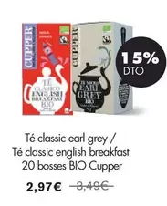 Oferta de Cupper - Té Classic Earl Grey / Té Classic English Breakfast 20 Bosses Bio por 2,97€ en NaturaSí