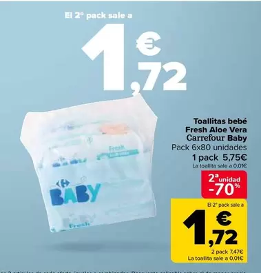 Oferta de Carrefour - Toallitas Bebé Fresh Aloe Vera Baby  en Carrefour