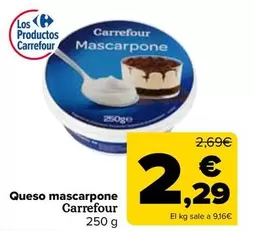 Oferta de Carrefour - Queso Mascarpone por 2,29€ en Carrefour