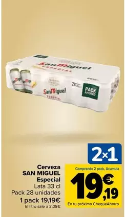 Oferta de San Miguel - Cerveza Especial por 19,19€ en Carrefour