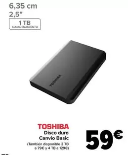 Oferta de Toshiba - Disco Duro Canvio Basic por 59€ en Carrefour