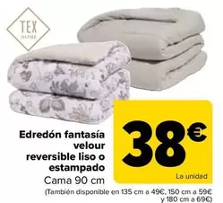 Oferta de Tex Home - Edredón Fantasía Velour Reversible Liso O Estampado por 38€ en Carrefour