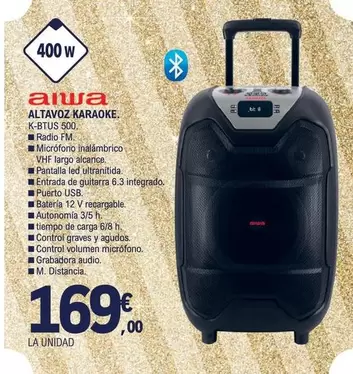 Oferta de Aiwa - Altavoz Karaoke K-BTUS 500 por 169€ en E.Leclerc