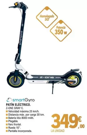 Oferta de Smartgyro - Smargyro Patin Eléctrico por 349€ en E.Leclerc